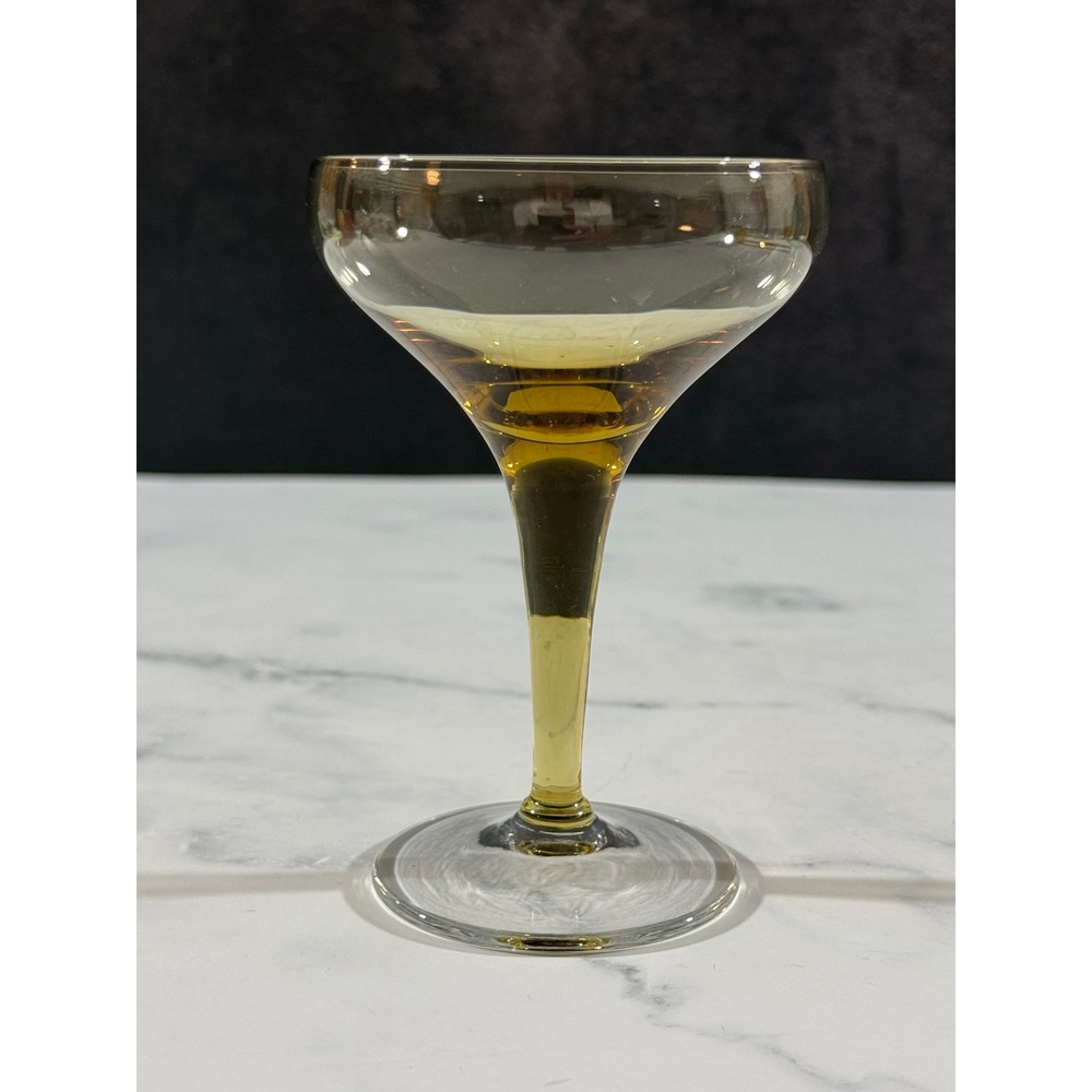 Vintage Yellow 4 3/8in Champagne Sherbet Glass